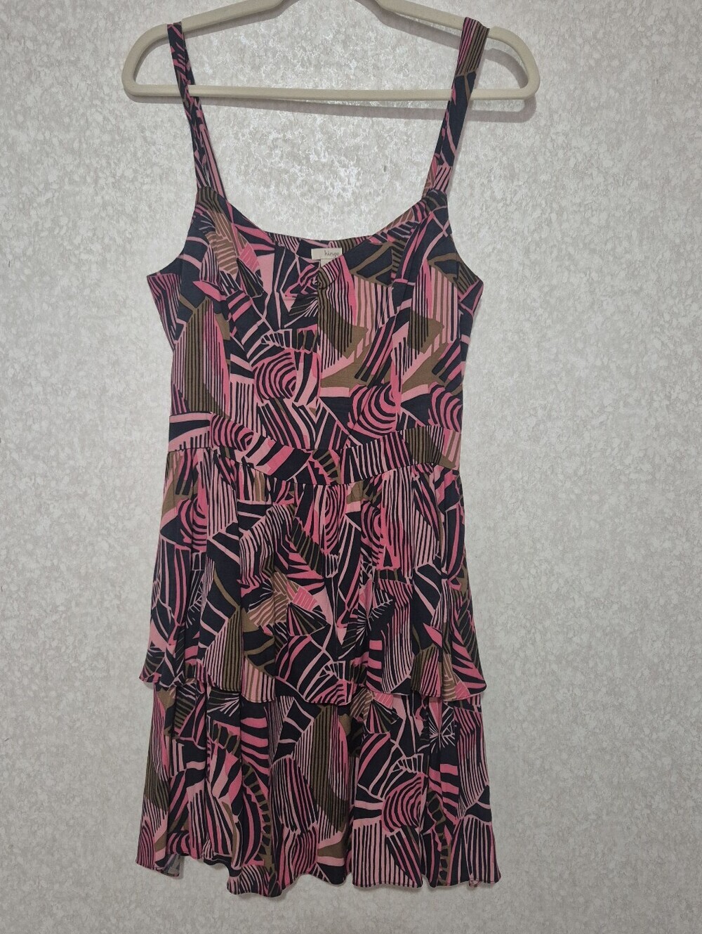 hinge Pink, Black & Brown Abstract Print Mini Dress..Size:M